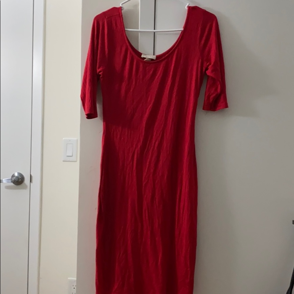 Red mid sleeve dress